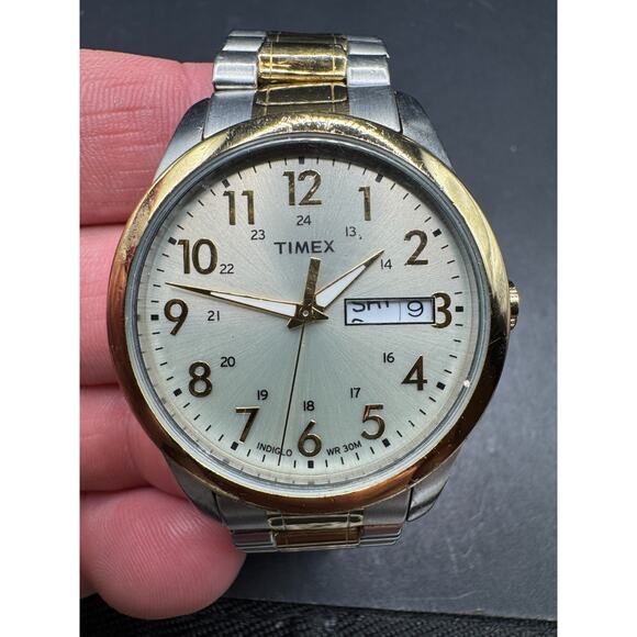 Timex South Street Indiglo Watch Men 36mm Champagne Dial Two Tone Day Date main image 15